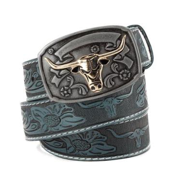 Imagem de Cinto Country Masculino Feminino Couro Legítimo FivelaTexas Boi - Pamp
