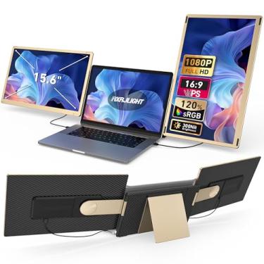 Imagem de RXRJLIGHT Extensor De Tela De Laptop De 15,6”, Extensor De Monitor De Laptop 120% Srgb Fhd 1080P Ips Tipo C/Hdmi/Usb-A Plug & Play Monitor Triplo Portátil Para Laptops De 13” A 17” Compatível Com Ma