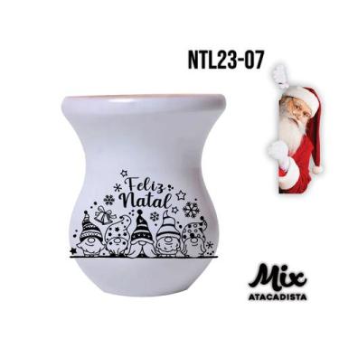 Imagem de Cuia de Madeira Branca Personalizada Natal - Mix Atacadista, Branca 07