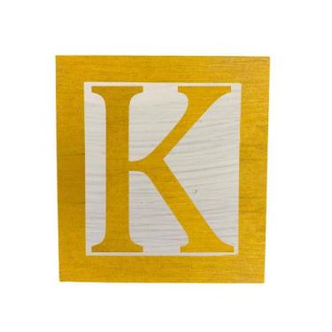 Imagem de Cubo Branco Letra Amarela com Aplique Festa Chá de Bebê Decoração 8x8x