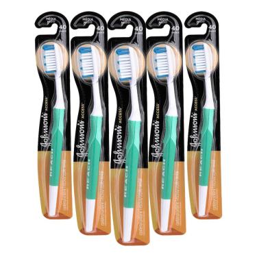 Imagem de Kit 5 Escova Dental Média Johnson's Reach Access 40 Grande