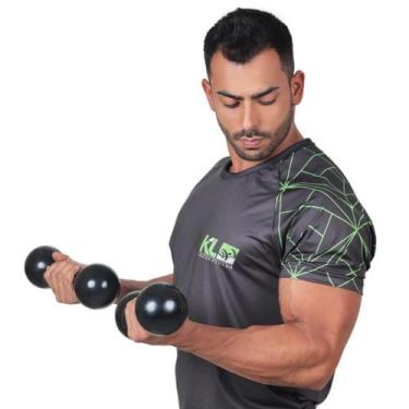 Imagem de Par Halteres Kl Master Fitness Academia Emborrachado 5 Kg, Amarelo