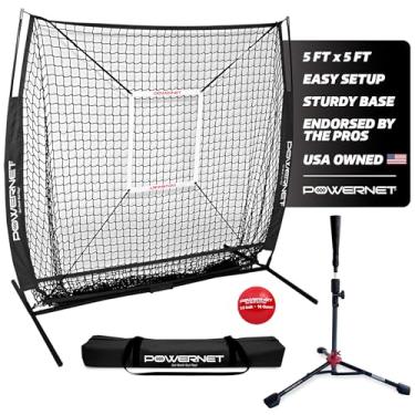 Imagem de PowerNet Rede de treino 12 x 12,7 cm + camiseta de luxo + conjunto de bola de treinamento ponderada (preto) | Pacote de treinamento de arremesso de beisebol | Trabalhe com precisão no campo | Construa confiança da placa