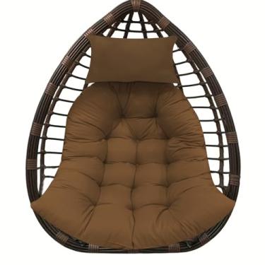 Imagem de BCKNT Almofada de assento de cesta suspensa espessa com encosto de cabeça, almofadas de cadeira de balanço de rede, almofada de cadeira de pátio de ovo macio com algodão PP de alta elasticidade, para