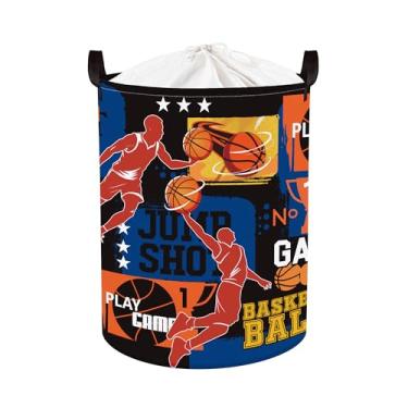 Imagem de HUUMONSS Comic Balls Cesto de roupa suja dobrável para crianças cesta de armazenamento grande para meninos caixa de presente de brinquedo para quarto de bebê, basquete, 63L