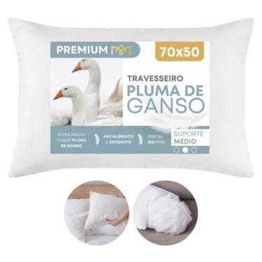 Imagem de Travesseiro Pluma De Ganso 70x50cm Antialérgico Fibra Sintetica AntiMo