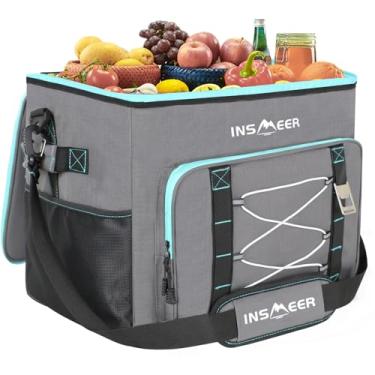 Imagem de INSMEER Bolsa Térmica Grande À Prova De Vazamentos 90 Latas/55 Litros Refrigerador Isolado Lateral Macio Com Alça De Ombro (Cinza)