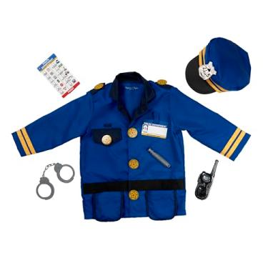 Imagem de Melissa & Doug Conjunto de fantasia de policial para crianças (8 peças) – uniforme de brincar de conta com crachá, chapéu, algemas e acessórios – Roupa de dramatização para crianças a partir de 3 anos