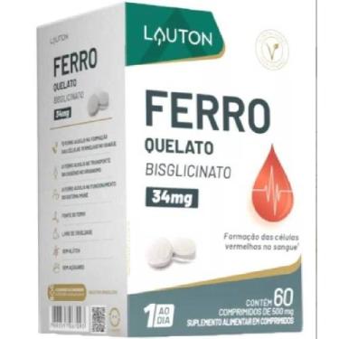 Imagem de Ferro Quelato 34mg Lauton Vegano Sem Glúten 60 Comp Vitamina com ferro