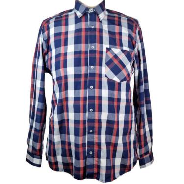 Imagem de Camisa Social Manga Longa Azul Xadrez Plus Size
