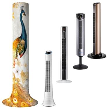 Imagem de JOONOR Capa protetora para ventilador de torre, suporte doméstico, estampa de pavão, capa de torre lavável, capa protetora à prova de poeira para ventilador vertical, pedestal, suporte de chão,