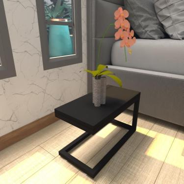 Imagem de Mesa De Cabeceira Industrial Preta Mdf Canto Quarto Mesas De Cabeceira Mesinha Cabeçeira Cabiceira