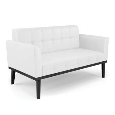 Imagem de Sofá Namoradeira 2 Lugares Base De Madeira Preto Elisa Corino D03 - D'rossi Cor Branco