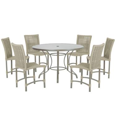 Imagem de Mesa Ascoli 120 Cm Com 6 Cadeiras Cannes De Alumínio Trama Rami