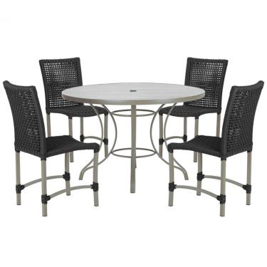 Imagem de Mesa Ascoli 4 Cadeiras Cannes De Alumínio Fendi Trama Preto