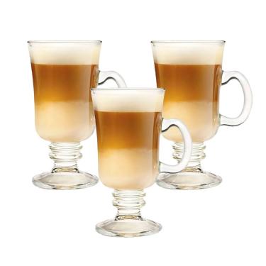 Imagem de Jogo 3 Taças De Cappuccino Café Caneca Dolce Gusto Nespresso Vidro Transparente 250ml Lyor