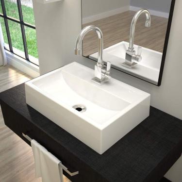 Imagem de Kit 3 Cubas De Apoio Para Banheiro Q45w Retangular Compace Branco