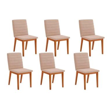Imagem de Cadeira De Cozinha Sofia Kit 6 Un Ipe Suede Creme