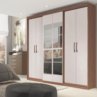 Imagem de Guarda Roupa Casal 6 Portas 2 Gavetas Grécia Com Espelho Carvalho Vermontt - Off White