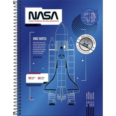 Imagem de Caderno Universitário Nasa Tilibra Capa Dura Espiral - 10 Matérias 160 Folhas Fundo Azul Nave
