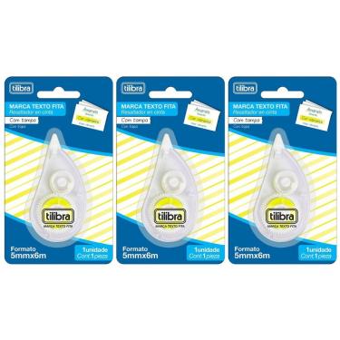 Imagem de Kit Marca Texto Em Fita Amarelo Tilibra - 5mmx6m C- 3 Unidades