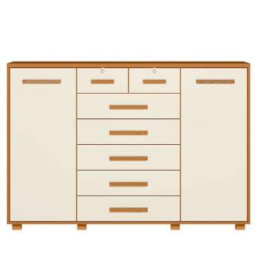 Imagem de Cômoda Sapateira Grande 7 Gavetas 2 Portas Mdp Mdf Santana Cinamomo Off White