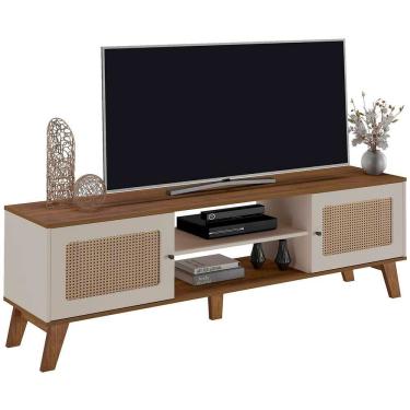 Imagem de Rack Charlotte Com 180 Cm Para Tv De Até 75 Polegadas Artely Pinho Com Off White