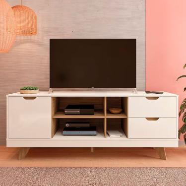 Imagem de Rack Michigan Artely Com 2 Gavetas E 4 Nichos 65 Polegadas Off White-carvalho