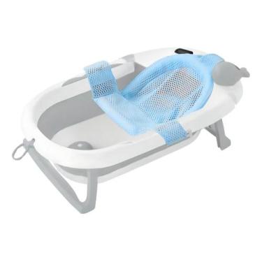 Imagem de Banheira Infantil Com Rede Ergonômica Preventiva Estável - Tibaby, Azu