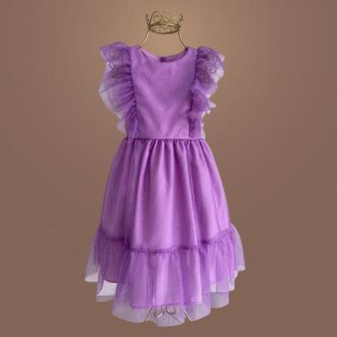 Imagem de Vestido Infantil Tule Glitter Babados  Look Princesa com Volume e Bril