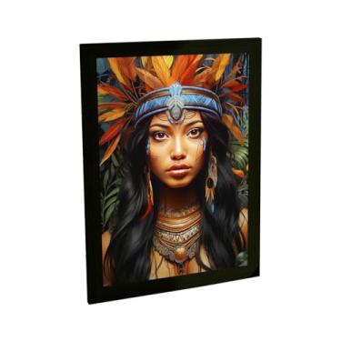 Imagem de Quadro Decorativo Índia Cocar Ilustração Penas Coloridas Decoração Poster Quarto Sala