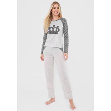 Imagem de Pijama Feminino Longo Coroa - DILUXO, P, Rosa