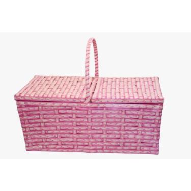 Imagem de Cesta de piquenique Grande 48x31x20 - FibraDecor, Rosa