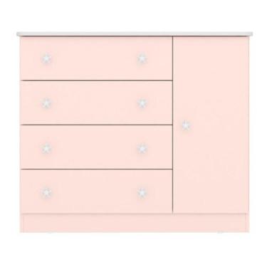 Imagem de Cômoda com 4 Gavetas Ravena Rosa Acetinado - CASA H