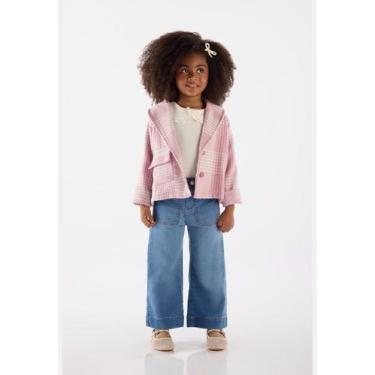 Imagem de Casaco Infantil Feminino em Alfaiataria Xadrez Up Baby, Rosa, 10