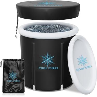 Imagem de Coolcures Banheira de gelo portátil XL – Banheira de imersão de gelo de 250 litros para atletas, recuperação e terapia quente/fria – fácil configuração de mergulho a frio com tampa e isolamento de 5