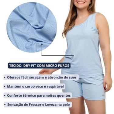 Imagem de Pijama Short Doll Feminino Dryfit Regata Toque Gelado Confortável Não 