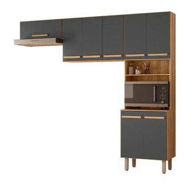 Imagem de Armario de Cozinha Lemon com 8 Portas 222 cm - Nicioli, Freijo/Chumbo