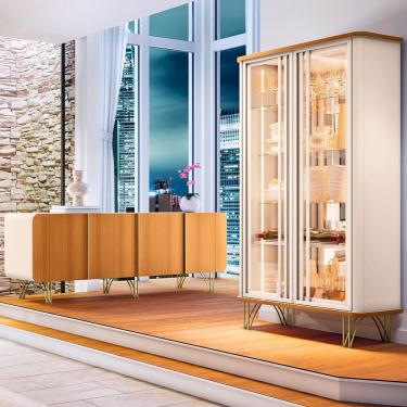 Imagem de Buffet Aparador Saluti Com Cristaleira évora Off-cinamomo - Hb Móveis