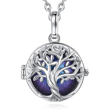 Imagem de AEONSLOVE Colar de bola de harmonia árvore da vida colar chamador de campainha de anjo, bolas 20 mm Llamador de Angeles Colar de bola presentes de gravidez - 30 e 45 correntes, Cobre, Sem Pedra