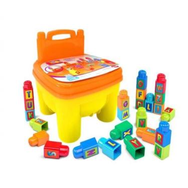 Imagem de Cadeira Infantil Bloco De Montar Educativo 26 Peças - DISMAT