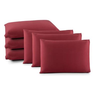 Imagem de Fronha Kit 6 Unidades Algodão Malha Importada Atacado Capa de Travesseiro Roupa de Cama Premium (VINHO)