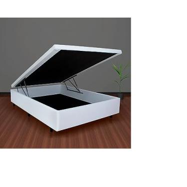 Imagem de Cama Box Bau Casal com Pistões a gás (Corino, Branco)