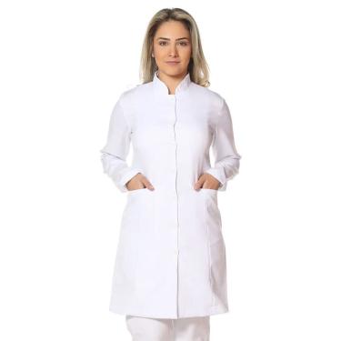 Imagem de Jaleco Feminino Manga Longa Gabardine Acinturado Gola Padre