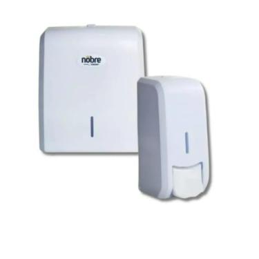 Imagem de Kit Dispenser Papel Toalha Interfolhas E Saboneteira Álcool