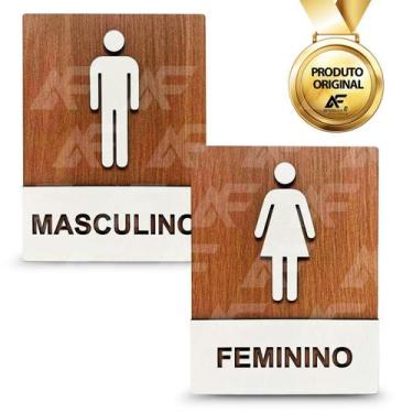 Imagem de Placas Sanitários Banheiros Wc Feminino/Masculino Em Mdf - AferMix