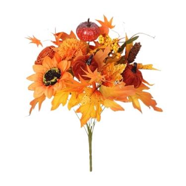 Imagem de Hastes e folhas simuladas de plantas de girassol, decoração de casa, buquê de folhas de bordo simuladas de rosa