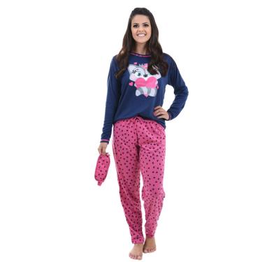Imagem de Pijama Longo Inverno Adulto Com Tapa Olho Feminino
