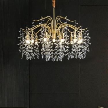 Imagem de Luxo Moderno Sala De Estar Cristal Lustre LED Moda Criatividade Restaurante Quarto Villa Hotel Duplex Lâmpada Pendente (Um D60CM)