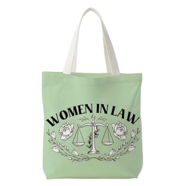 Imagem de NATSUNO Presentes de advogado para mulheres, sacola de lona para advogados, presentes de graduação em direito, sacolas de compras reutilizáveis (verde)